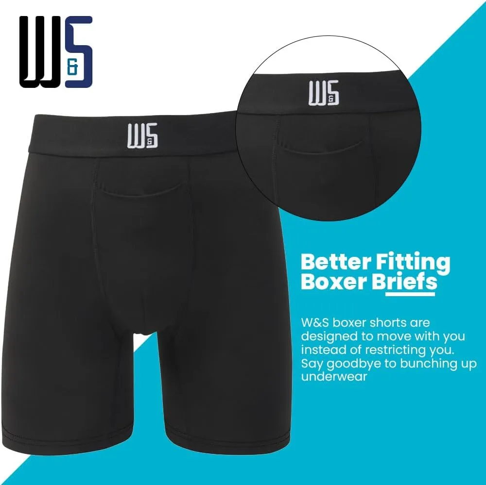 Warriors & Scholars Chafe Safe Pouch 8" Inseam Boxer Briefs For Men With Pouch, Breathable, Soft, Moisture Wicking Underwear