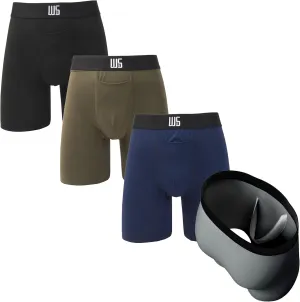 Warriors & Scholars Chafe Safe Pouch 8" Inseam Boxer Briefs For Men With Pouch, Breathable, Soft, Moisture Wicking Underwear