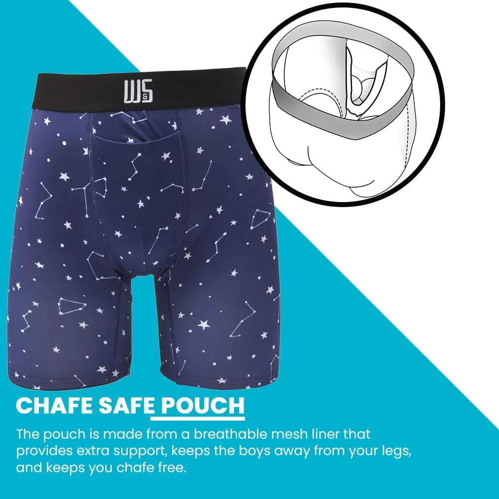Warriors & Scholars Chafe Safe Pouch 8" Inseam Boxer Briefs For Men With Pouch, Breathable, Soft, Moisture Wicking Underwear