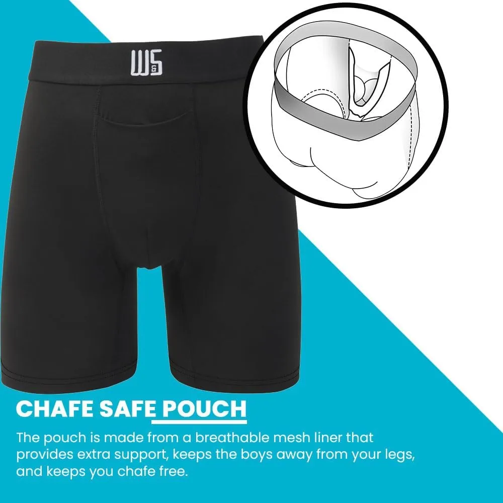 Warriors & Scholars Chafe Safe Pouch 8" Inseam Boxer Briefs For Men With Pouch, Breathable, Soft, Moisture Wicking Underwear