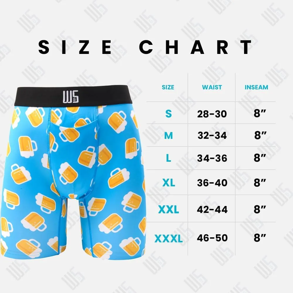 Warriors & Scholars Chafe Safe Pouch 8" Inseam Boxer Briefs For Men With Pouch, Breathable, Soft, Moisture Wicking Underwear