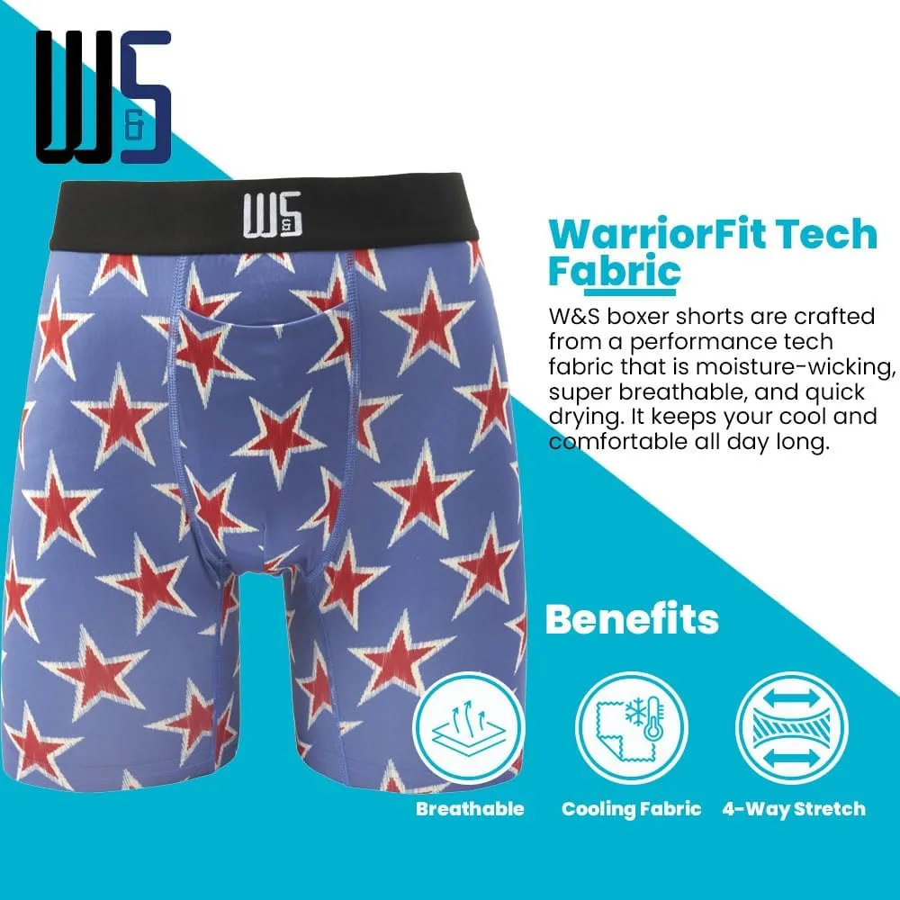 Warriors & Scholars Chafe Safe Pouch 8" Inseam Boxer Briefs For Men With Pouch, Breathable, Soft, Moisture Wicking Underwear