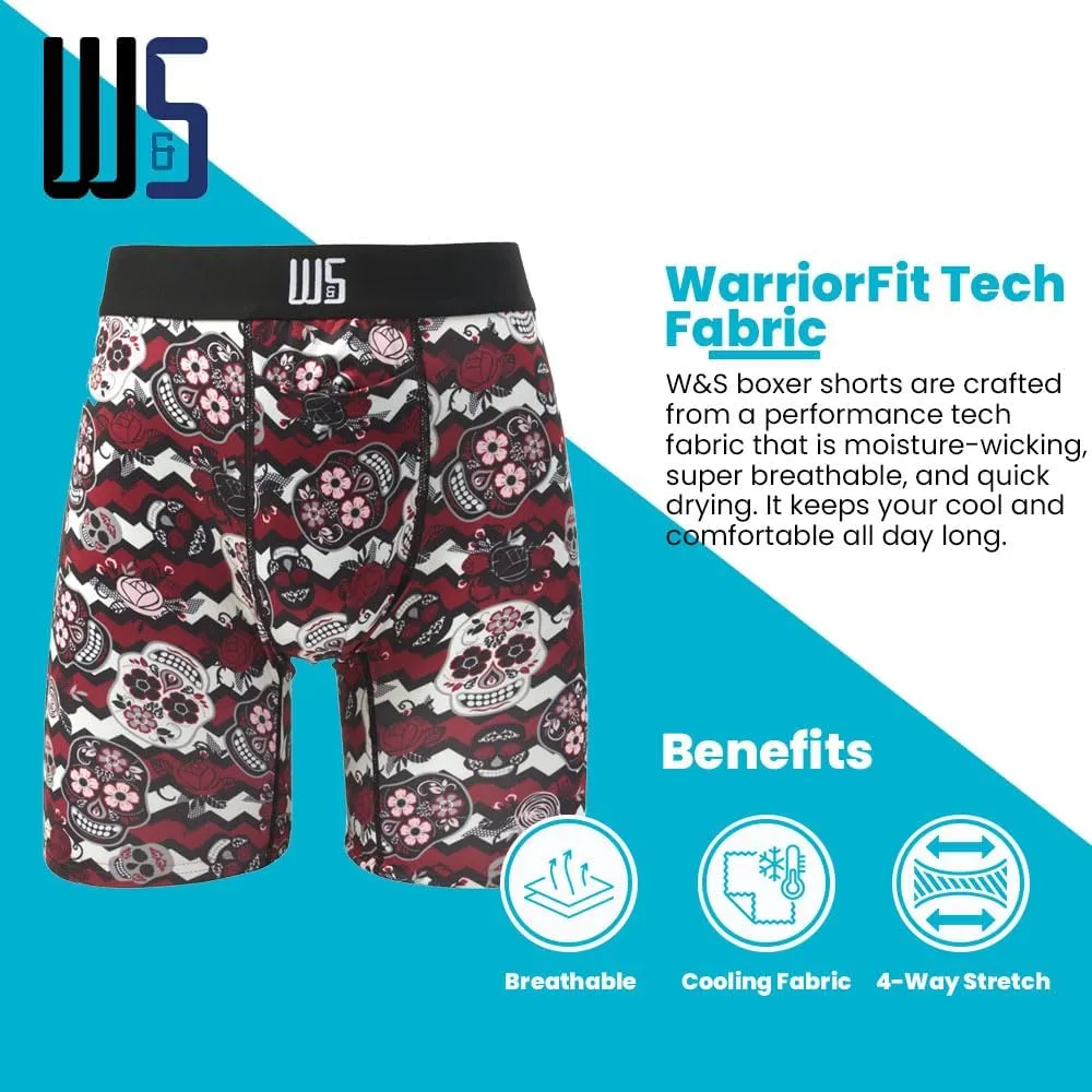 Warriors & Scholars Chafe Safe Pouch 8" Inseam Boxer Briefs For Men With Pouch, Breathable, Soft, Moisture Wicking Underwear