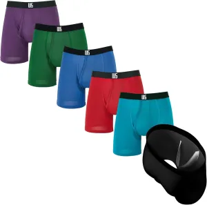 Warriors & Scholars Chafe Safe Pouch Boxer Briefs For Men Pack Of 6, Ultra Soft, Moisture-Wicking, Buldge Enhancing Underwear