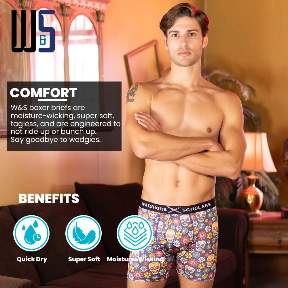 Warriors & Scholars | Mens Boxer Briefs | Boxer Briefs for Men Pack of 6 | Mens Boxer Briefs Underwear | Boys Boxer Briefs