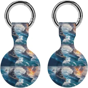 Warship Battleship Compatible with Airtag Holder Anti-Scratch GPS Cases Portable Accessory with Keychain 2PCS