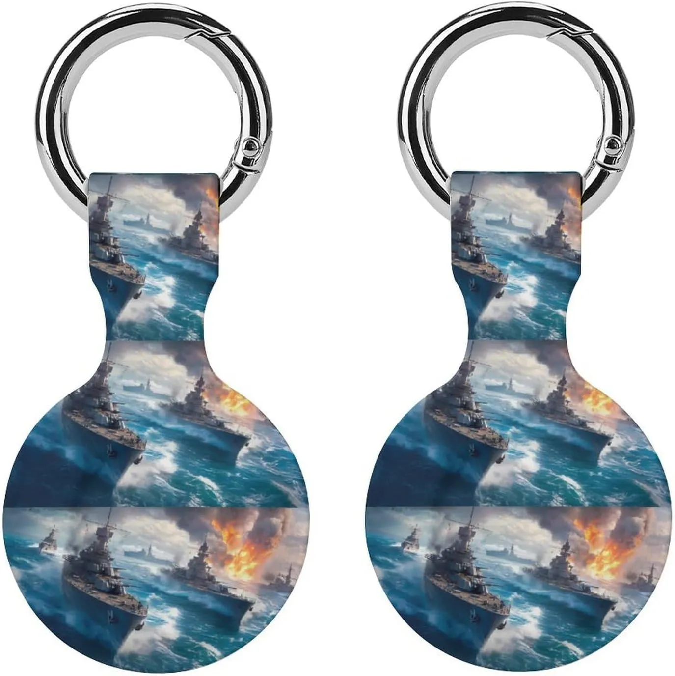 Warship Battleship Compatible with Airtag Holder Anti-Scratch GPS Cases Portable Accessory with Keychain 2PCS