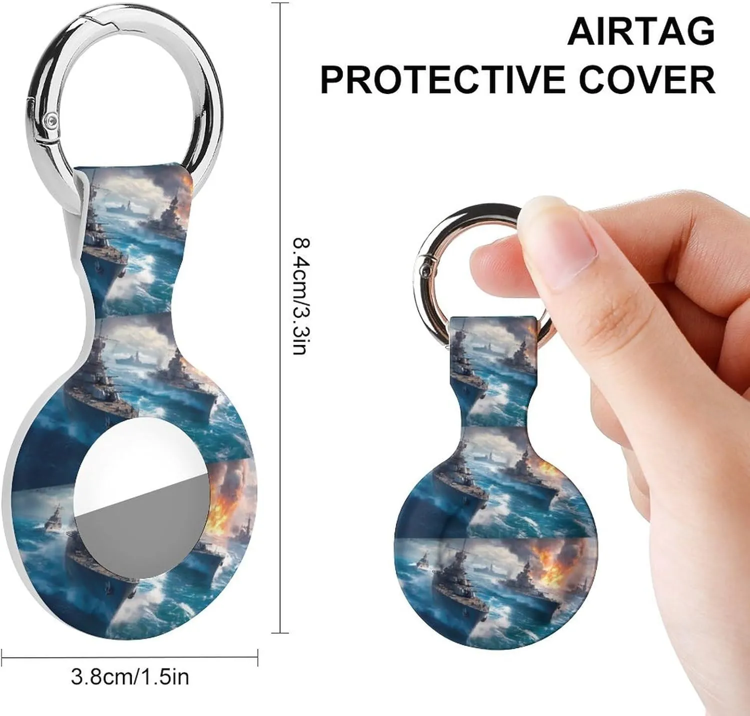 Warship Battleship Compatible with Airtag Holder Anti-Scratch GPS Cases Portable Accessory with Keychain 2PCS