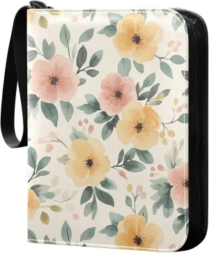 Watercolor Colorful Flower Card Holder, Card Holder Album with 400 Card Slots in 50 Pages for Display, Storage, Portability