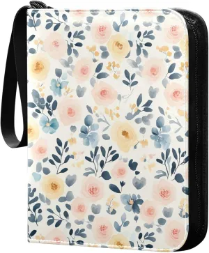 Watercolor Colorful Flowers Card Holder, Card Holder Album with 400 Card Slots in 50 Pages for Display, Storage, Portability