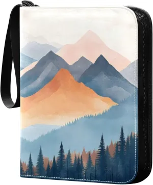 Watercolor Colorful Mountain Pattern Card Holder, Card Holder Album with 400 Card Slots in 50 Pages for Display, Storage, Portability
