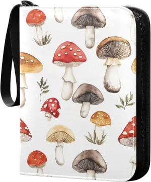 Watercolor Colorful Mushroom Pattern Card Holder, Card Holder Album with 400 Card Slots in 50 Pages for Display, Storage, Portability