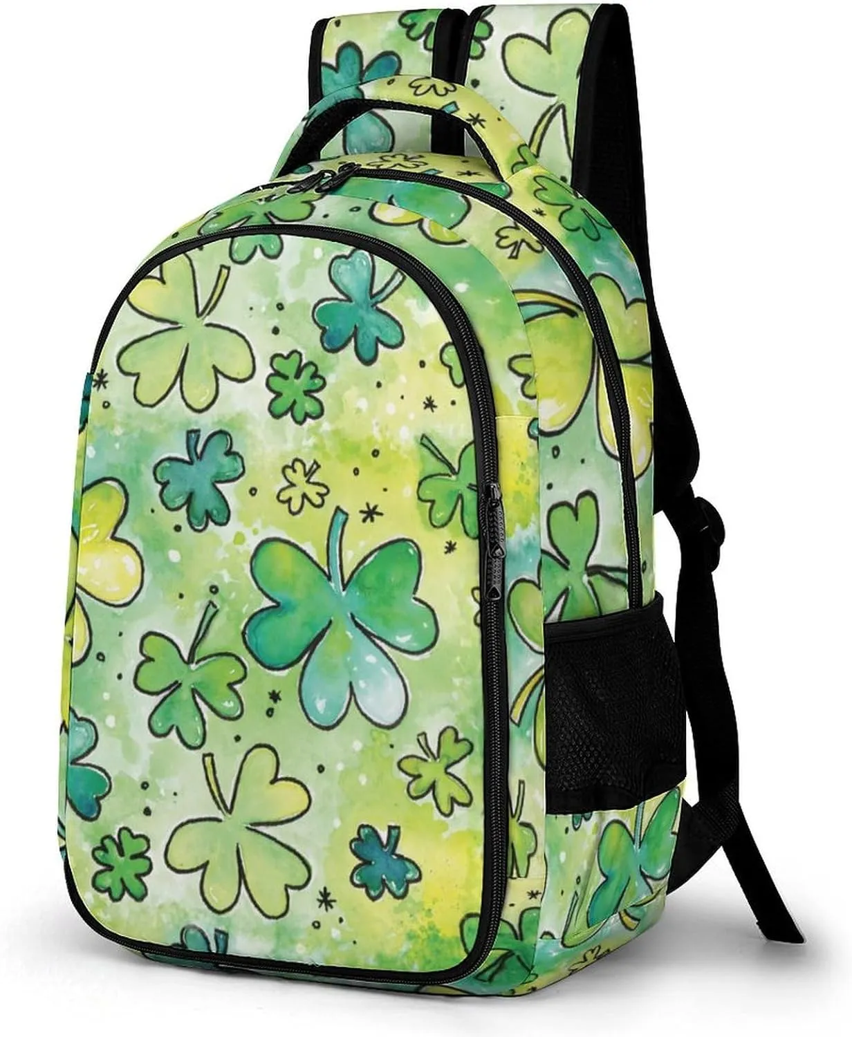 Watercolor Shamrock St Patricks Laptop Backpack Lucky Clovers Travel Bags Daypack Durable Work Camping Hiking Back Packs for Women Men