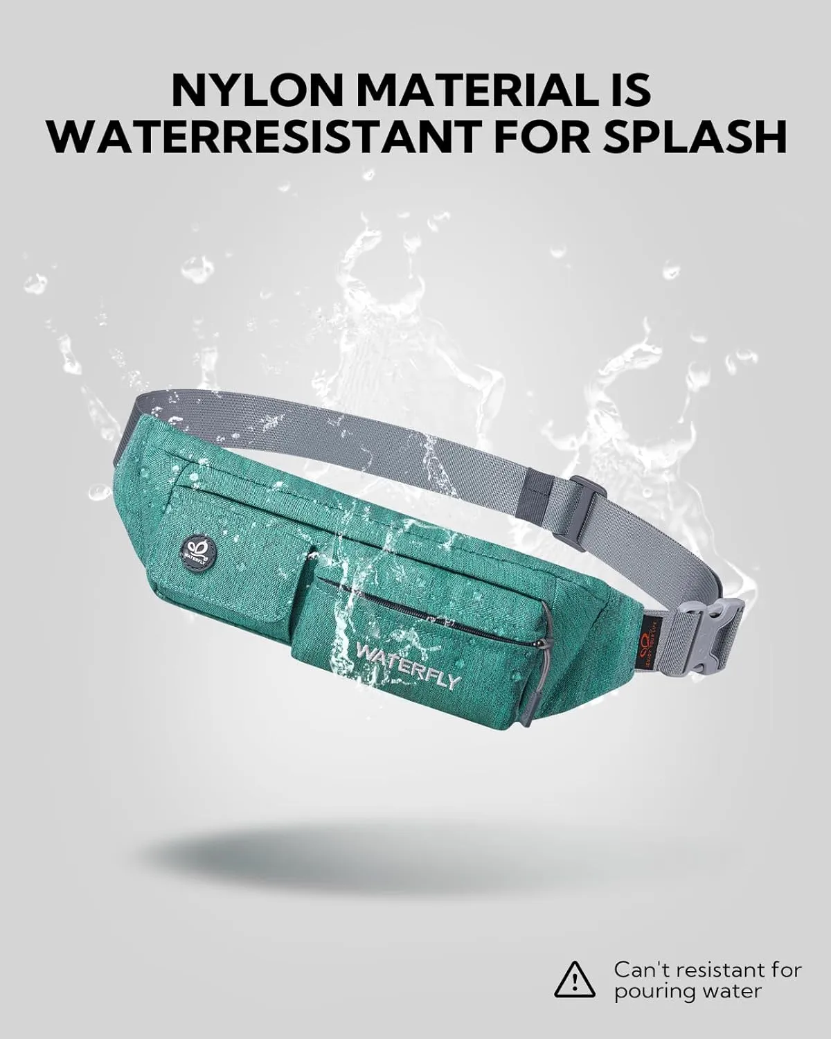 WATERFLY Fanny Pack for Women Men Water Resistant Small Waist Pouch Slim Belt Bag with 4 Pockets for Running Travelling Hiking Walking Lightweight Crossbody Chest Bag Fit All Phones…