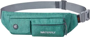 WATERFLY Fanny Pack for Women Men Water Resistant Small Waist Pouch Slim Belt Bag with 4 Pockets for Running Travelling Hiking Walking Lightweight Crossbody Chest Bag Fit All Phones…