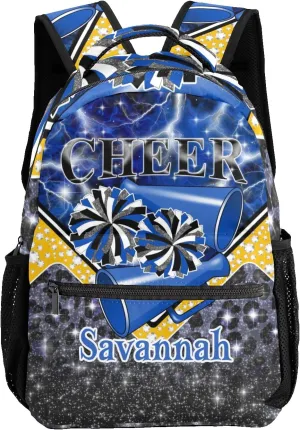Waterproof Cheerleading Backpack Cheer Backpack Shoulders Backpack for Cheerleaders Team Gift (Blue Black Gold)