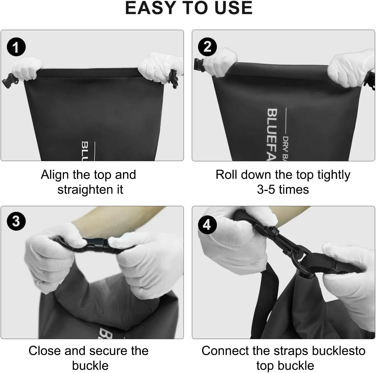 Waterproof Dry Bag Floating Roll Top Dry Backpacks for Kayaking, Rafting, Boating, SUP, Fishing with IPX8 Waterproof Phone Case, Black, 10L