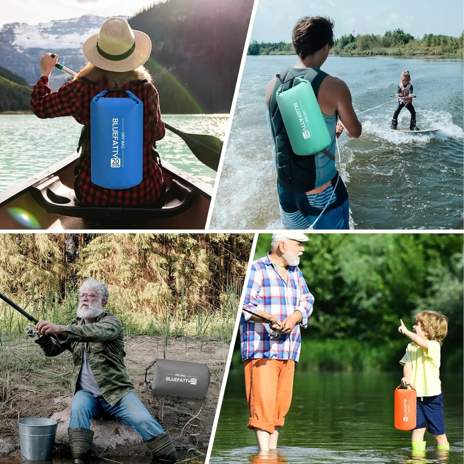 Waterproof Dry Bag Floating Roll Top Dry Backpacks for Kayaking, Rafting, Boating, SUP, Fishing with IPX8 Waterproof Phone Case, Orange, 10L