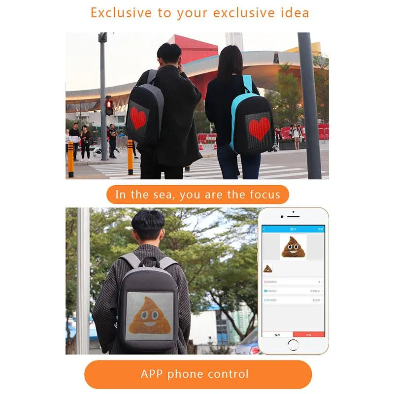 Waterproof WiFi Smart LED Screen Dynamic Backpack