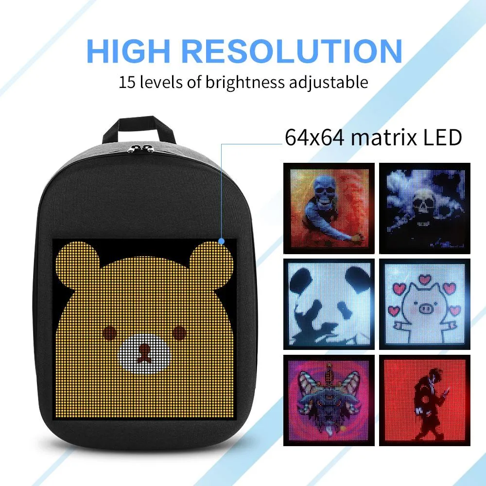 Waterproof WiFi Smart LED Screen Dynamic Backpack