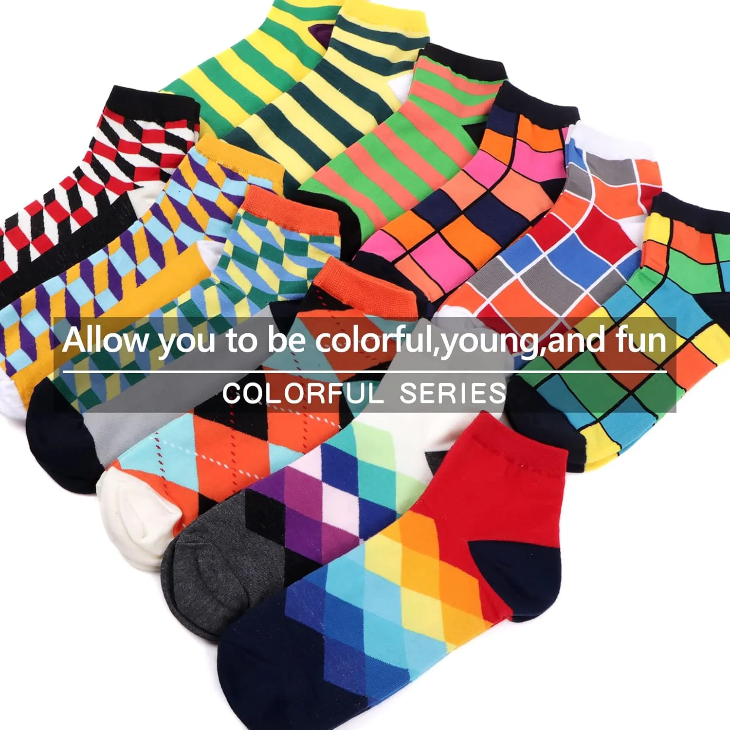 WeciBor Men's Dress Cool Colorful Fancy Novelty Casual Quarter Socks 12 Packs