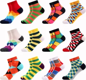 WeciBor Men's Dress Cool Colorful Fancy Novelty Casual Quarter Socks 12 Packs