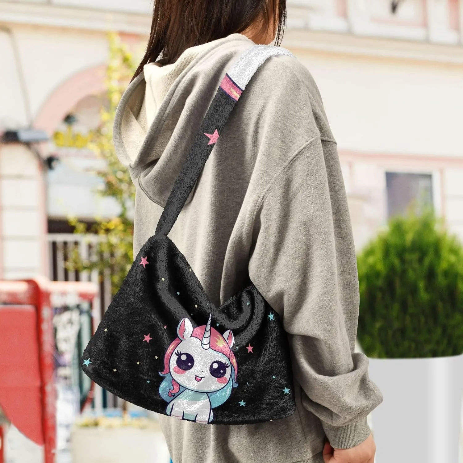 Weightlifting Puppy Women Shoulder Bag Tote, Womens Medium Handbag, Zipper Shoulder Bag for Women