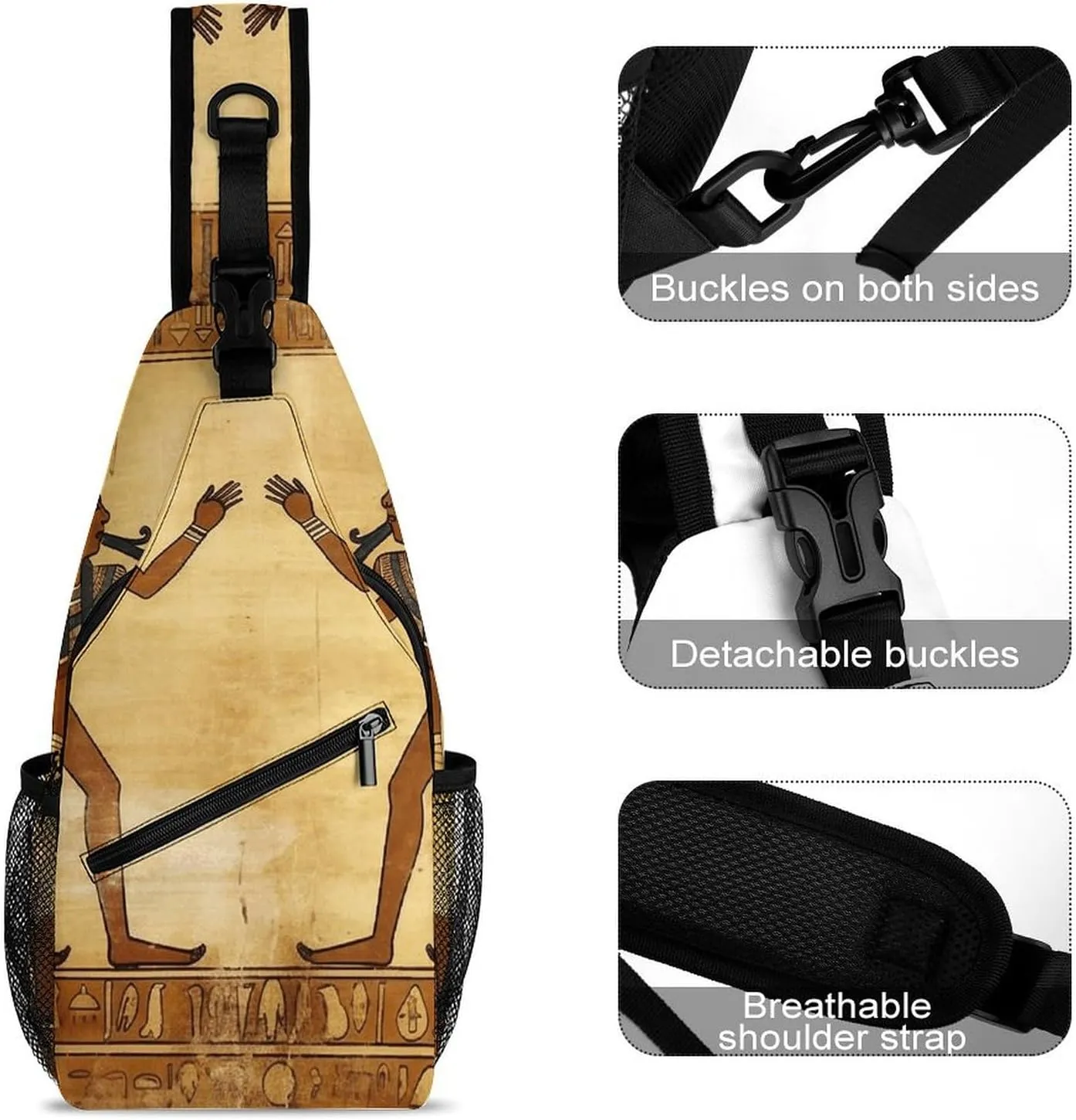 White Blooms Blue Butterflies Crossbody Bag, Sling Bag, Sling Backpack, Belt Bags for Travel Outdoors Hiking
