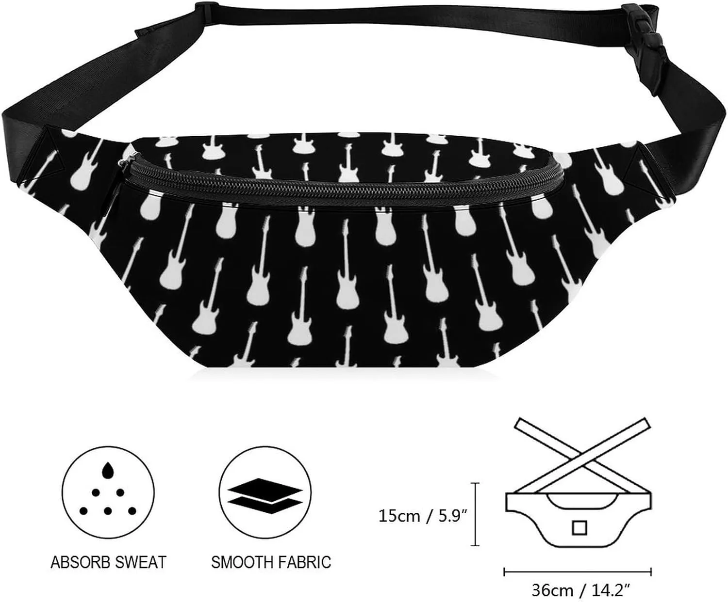 White Electric Guitars Unisex Belt Bag Crossbody Bag Fanny Pack Waist Pack Suitable for Travel And Sports, 36*15cm, style-23