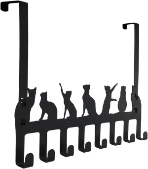 Wintek Over the Door Hook Hanger, Heavy Duty Organizer Rack for Towel, Hat,Hoodies,Coat , Cloth,Bag - 8 Hooks (Black)
