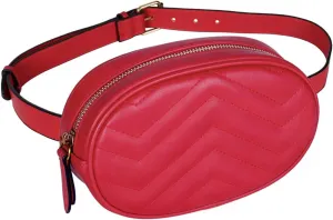 Women Belt Bag Crossbody Bag PU Leather Casual Chest Packs Ladies Wide Strap Message Bag (Color : Red, Size : 1)