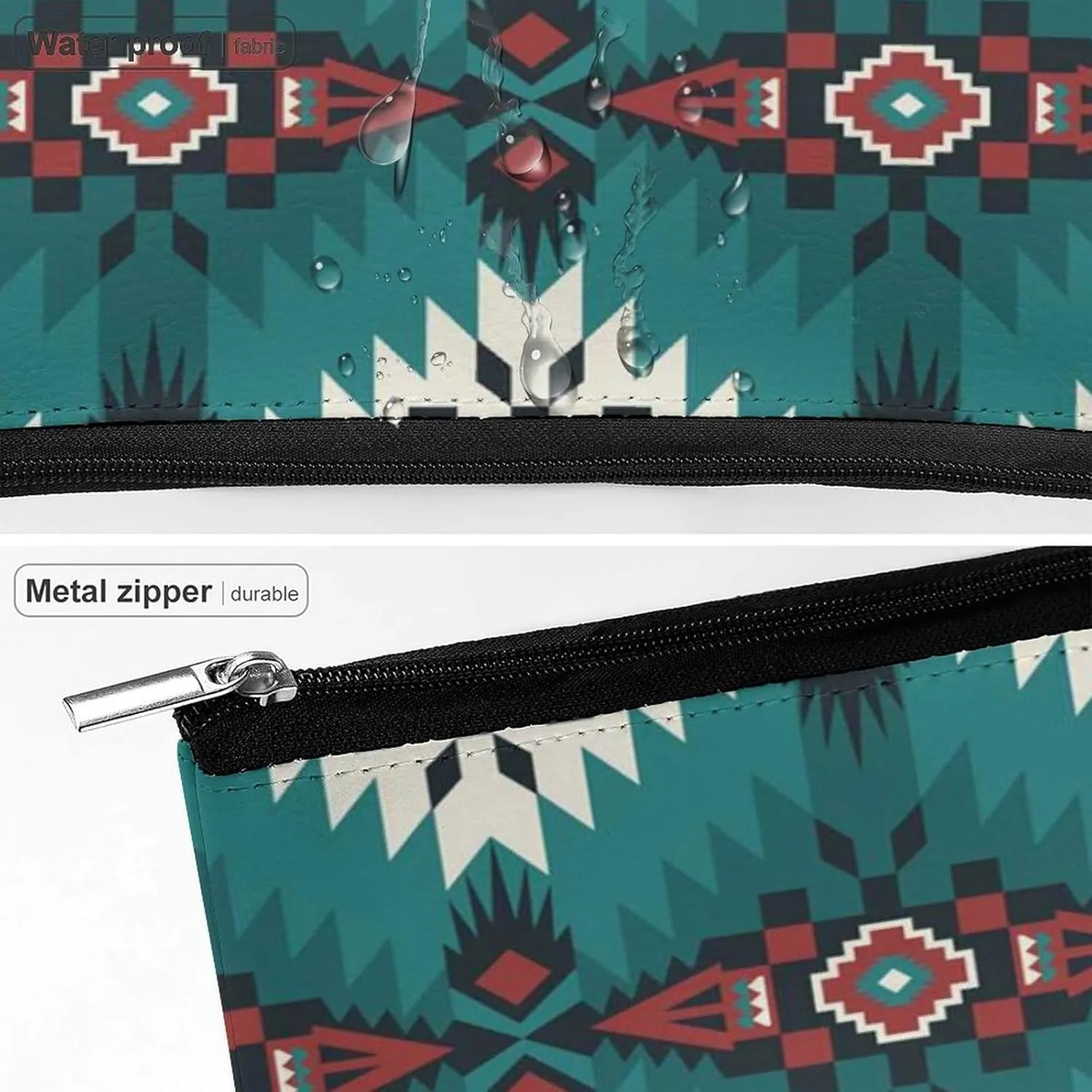 Women Native Southwest American Indian Aztec Green Toiletry Bag Holder Multifunction Travel Makeup Lazy Zipper Tote Bag Large Capacity for Toiletry Digital Accessories Travel