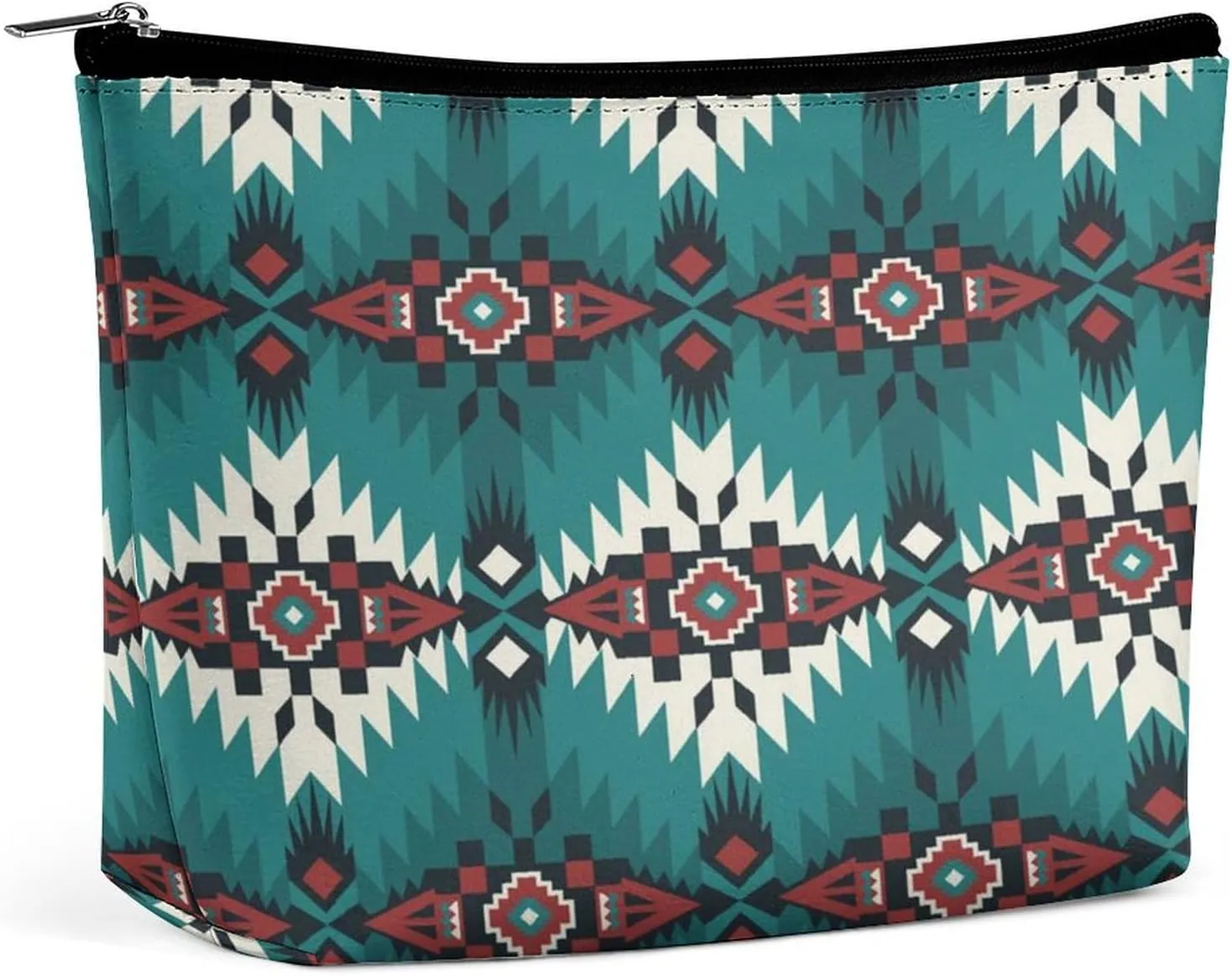 Women Native Southwest American Indian Aztec Green Toiletry Bag Holder Multifunction Travel Makeup Lazy Zipper Tote Bag Large Capacity for Toiletry Digital Accessories Travel