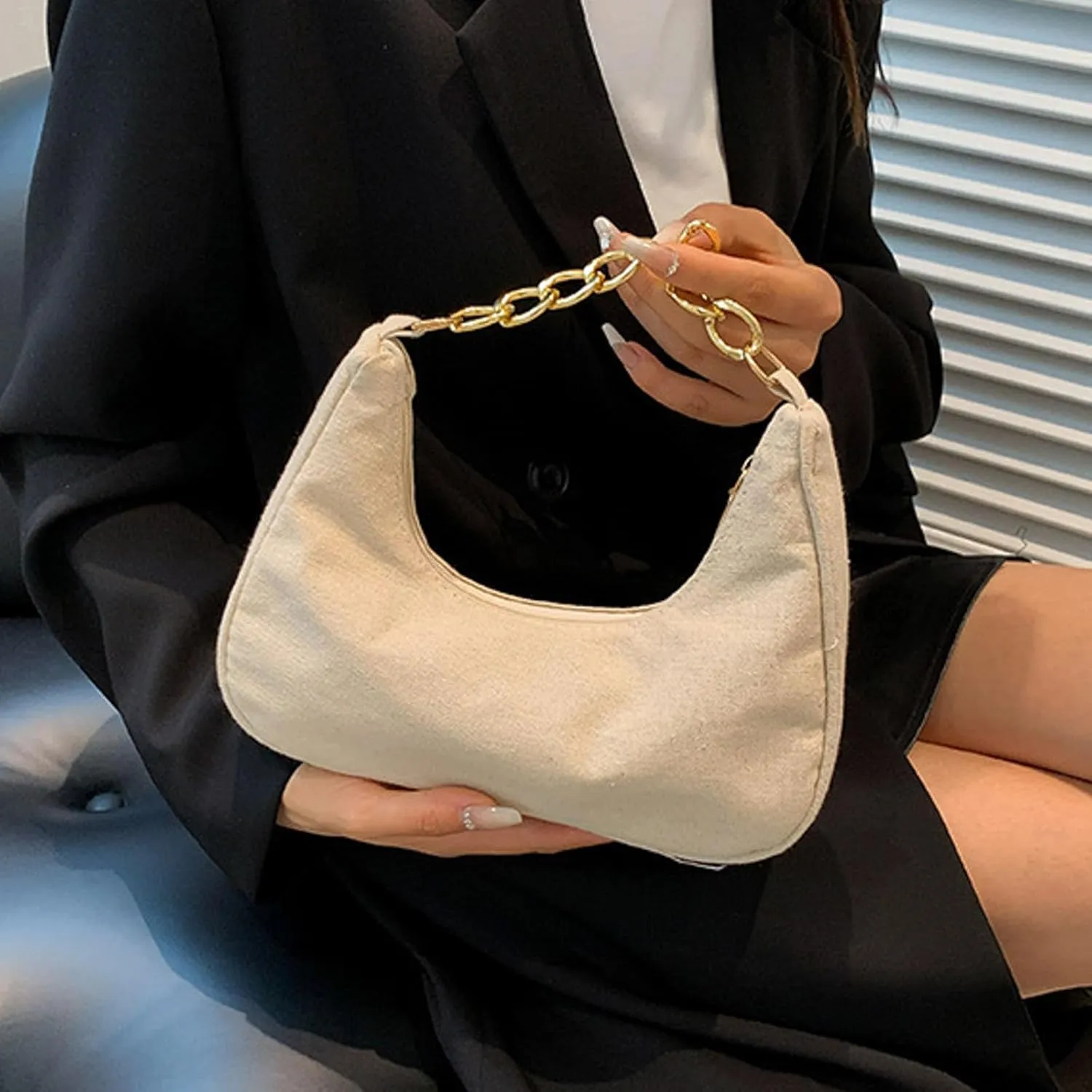 Women Shoulder Bag Fashionable New Pattern Flower Print Cute Daily Zipper Handbag Shoulder Tote Bag (Beige, One Size)