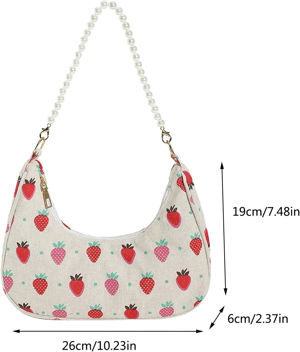 Women Shoulder Bag Fashionable New Pattern Flower Print Cute Daily Zipper Handbag Shoulder Tote Bag (Beige, One Size)