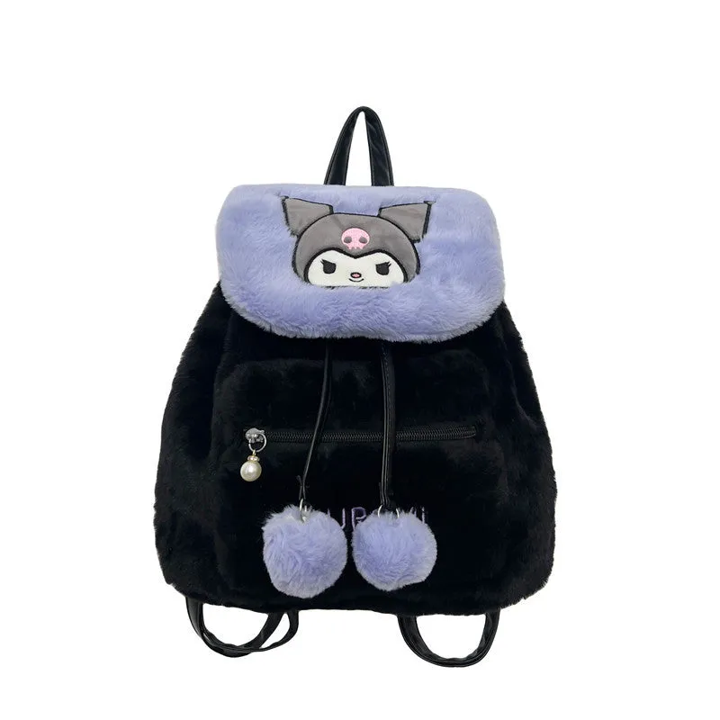 Women's Cartoon Cute Puppy Plush Flip Large Backpacks