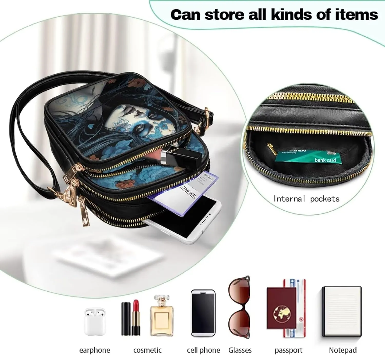Womens Crossbody Bag Small Messenger Bag Crossbody Purse Cell Phone Bag Wallet Purses Adjustable Strap