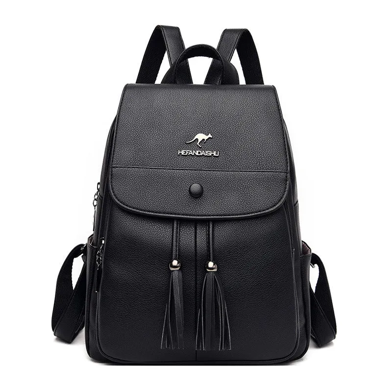 Women's Female Versatile Large Capacity Soft Leather Backpacks
