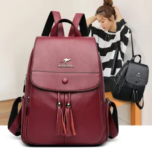 Women's Female Versatile Large Capacity Soft Leather Backpacks