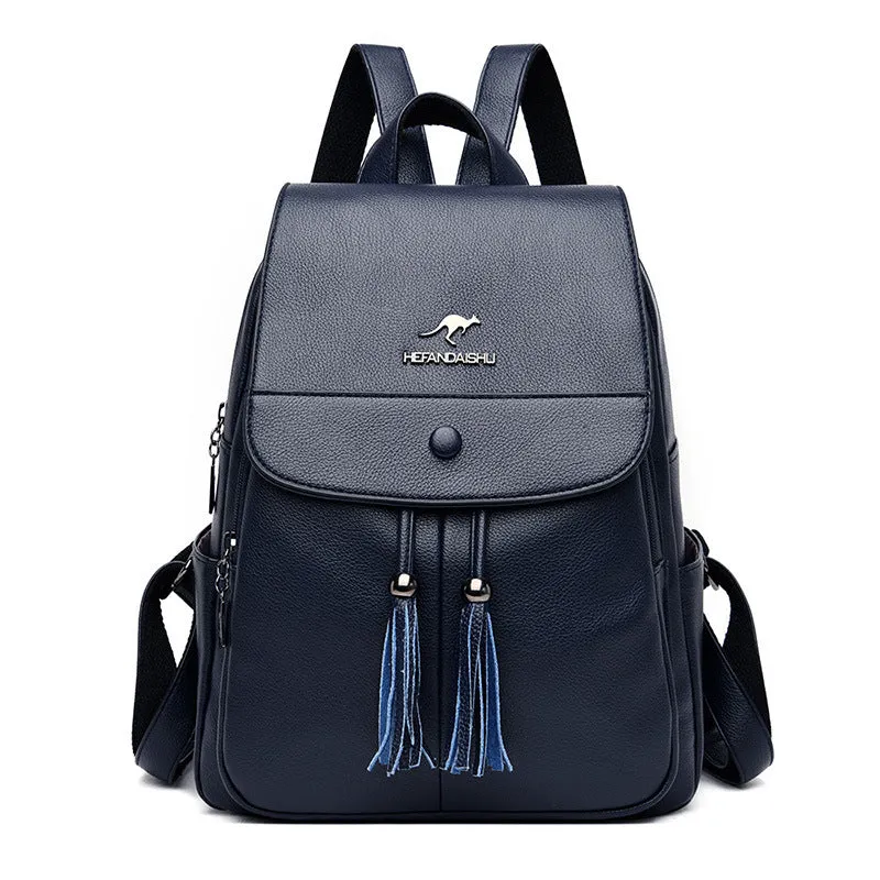 Women's Female Versatile Large Capacity Soft Leather Backpacks