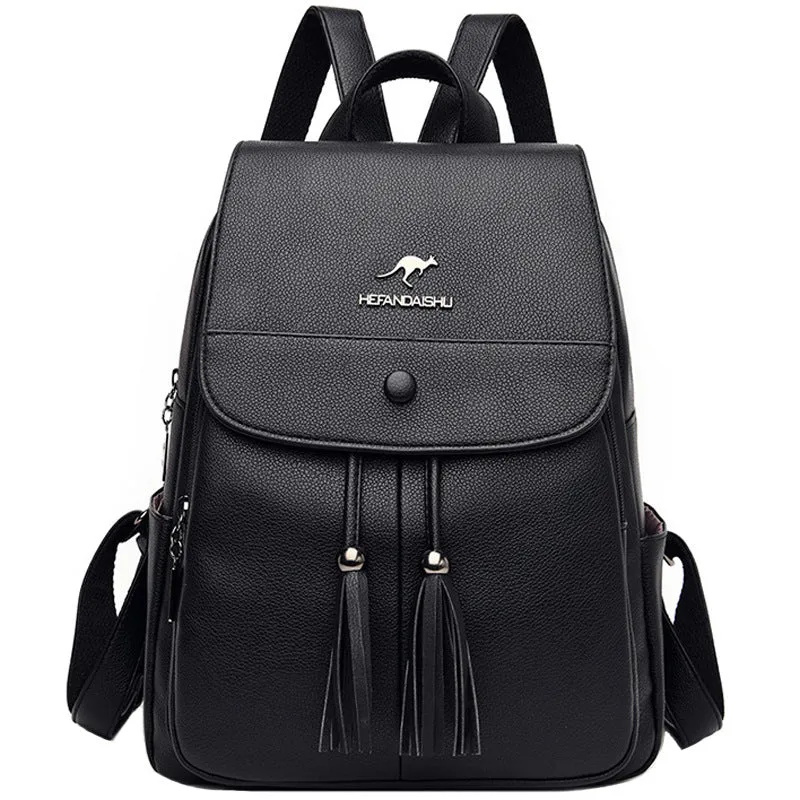 Women's Female Versatile Large Capacity Soft Leather Backpacks