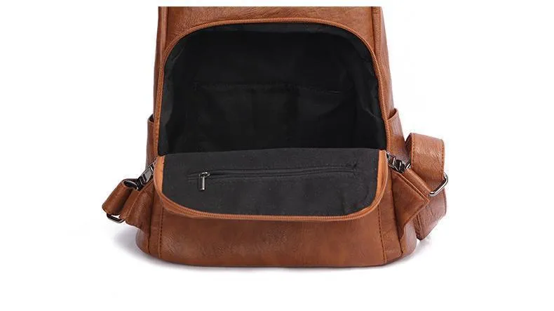 Women's Leather Anti Theft Backpack
