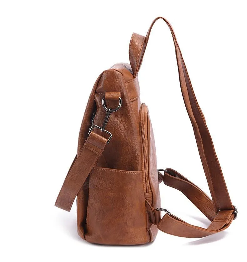 Women's Leather Anti Theft Backpack