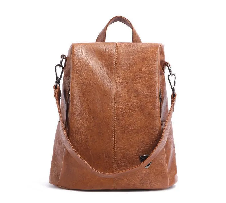 Women's Leather Anti Theft Backpack