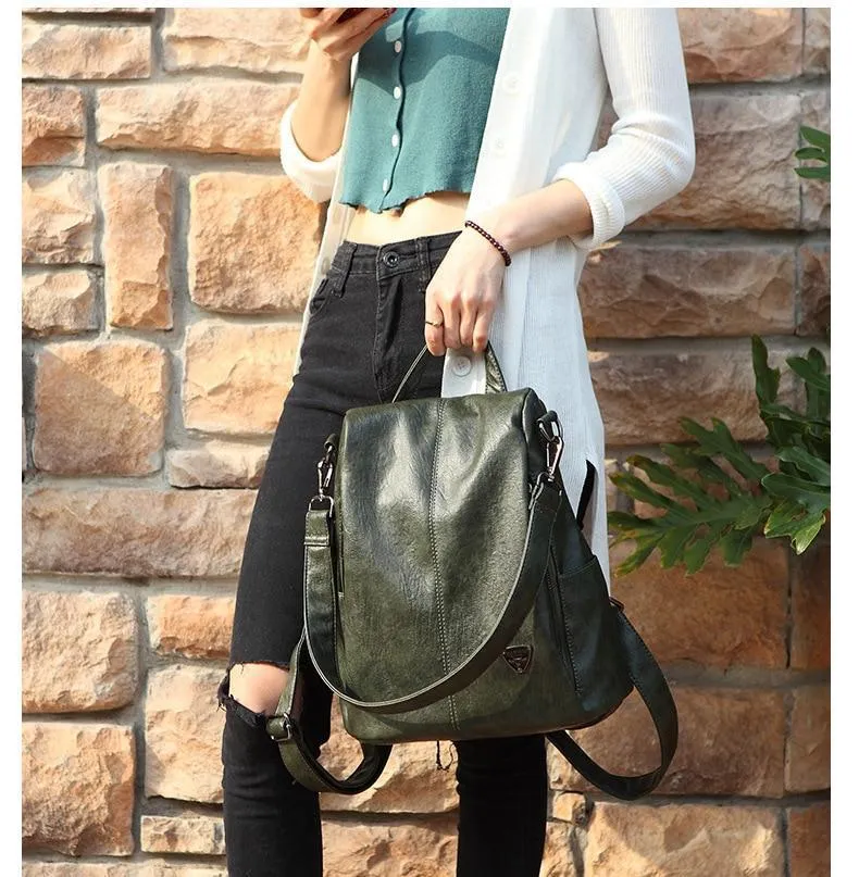 Women's Leather Anti Theft Backpack