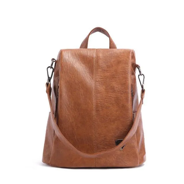 Women's Leather Anti Theft Backpack