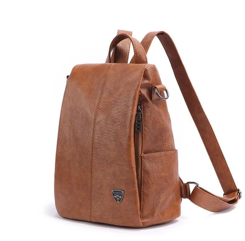 Women's Leather Anti Theft Backpack