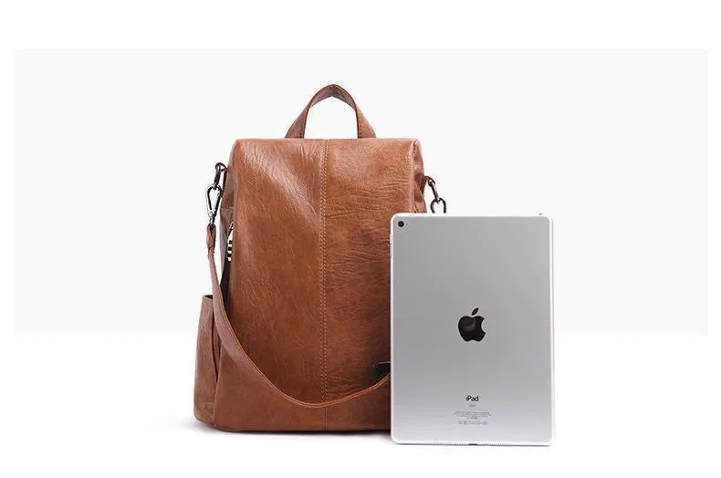 Women's Leather Anti Theft Backpack