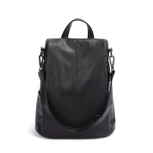 Women's Leather Anti Theft Backpack