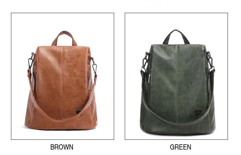 Women's Leather Anti Theft Backpack